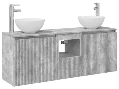 Produktbild von Badezimmerschrank-Set 3 stk. Betongrau 49,5 x 35 x 63 cm
