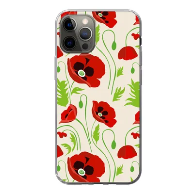 Produktbild von MuchoWow® Handyhülle Schutzhülle Hülle für iPhone 12 Pro Blumen - Mohn - Muster Silikon Softcase Handy Hülle - Abdeckung