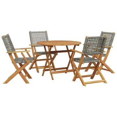 Immagine prodotto di vidaXL Set da pranzo da giardino 5 pezzi in poly rattan grigio e legno massiccio