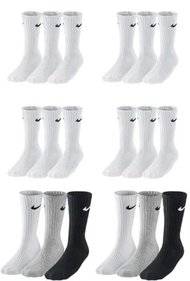 Produktbild von 18 Paar Nike Herren Damen Socken SX4508 - Farbe: weiß / weiß / schwarz - Größe: 42-46