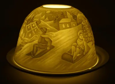 Produktbild von Windlicht Dome Light Schlittenfahrt Teelicht Rodeln Winter Schlitten Kinder