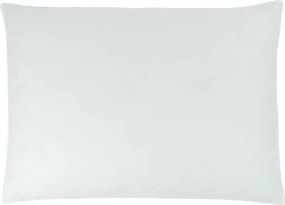 A plain white pillow on a white background.