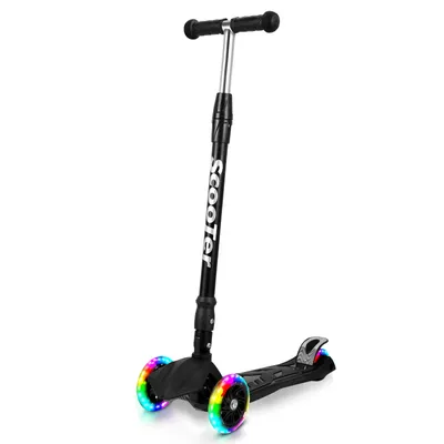 Immagine prodotto di Monopattino per bambini Monopattino divertente Monopattino a pedale Ruote pieghevoli a 3 LED Monopattino per bambini fino a 50 kg Altezza regolabile Nero