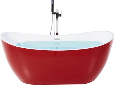 Obrázok produktu pre BELIANI Voľne stojaca vaňa Červená 180 x 78 cm z lesklého sanitárneho akrylu Oválna Kúpeľňové príslušenstvo Elegantný moderný dizajn