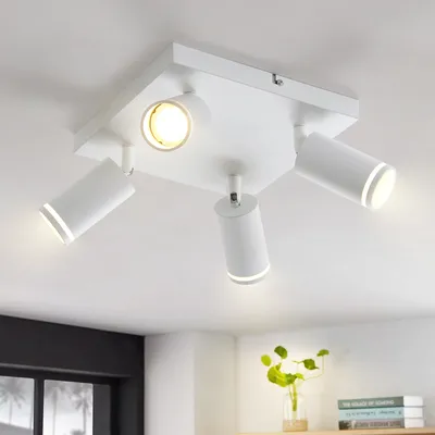 Produktbild von ZMH LED Deckenleuchte Schwarz Deckenstrahler 4 Flammig GU10 Schwenkbar Strahler Metall Deckenspots für Flur Wohnzimmer Schlafzimmer, Ohne Leuchtmittel