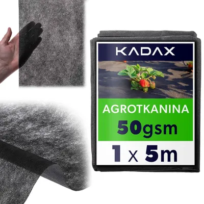 Produktbild von KADAX Unkrautvlies 1 x 5 m, 50 g/m², Schwarz Gartenvlies aus Polypropylen, Wasserdurchlässig Mulchvlies gegen Unkraut, Unkrautfolie für Garten, Pflanzfolie