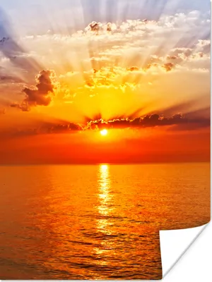Produktbild von MuchoWow® Poster Sonnenuntergang - Meer - Himmel - Orange - Horizont - Wasser 90x120 cm - Wohnzimmer