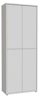 Zdjęcie produktu dla Forte ALICE SPRINGS szafka na buty 70 80, nowoczesna szafka do przedpokoju z 4 drzwiami i 8 półkami, materiał drewnopodobny, Secret Grey, szer. 74,5 cm x wys. 191,9 cm x gł. 34,9 cm