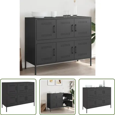 Produktbild von The Living Store Sideboard Schwarz 100,5x39x79 cm Kaltgewalzter Stahl