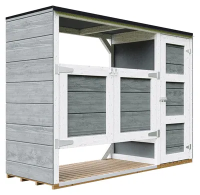 Immagine prodotto di Casetta da giardino per bidoni spazzatura 2x240L – Copri bidoni spazzatura esterno con porte – Timbela M981A-CAVERN STEEL
