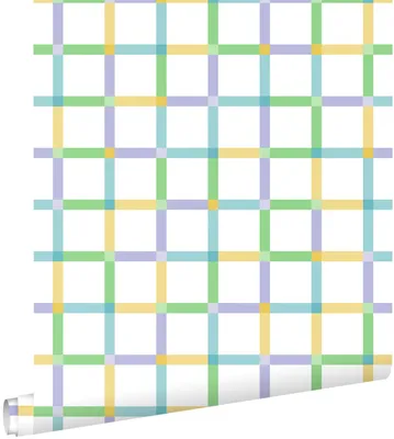 Produktbild von ESTAhome Tapete Karomuster Grün, Gelb, Lila und Blau 50 x 900 cm