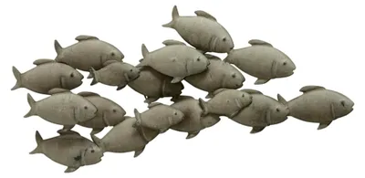 Produktbild von Wandobjekt Wandbild Fischschwarm grau Eisen LxTxH in cm: 62x5x28