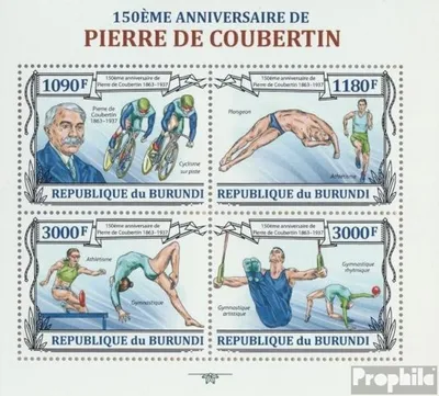 Produktbild von Briefmarken Burundi 2013 Mi 3188-3191 Kleinbogen (kompl. Ausgabe) postfrisch Pierre de Coubertin