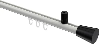 Produktbild von Interdeco Innenlaufstange / Gardinenstange mit Innenlauf Weiß / Schwarz, Typ Sonius Sitra (Konus) Deckenmontage, 20 mm Ø 1-läufig, 140 cm