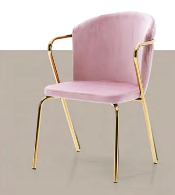 Produktbild von Esszimmerstuhl Polsterstuhl Sessel Wohnzimmerstuhl Rosa Gold Edelstahl