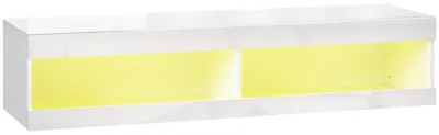 Obrázek produktu pro Závěsná televizní skříňka pro televizory 55-60 palců s RGB LED podsvícením | Barva: Bílá | Rozměry: 140x40x30 cm