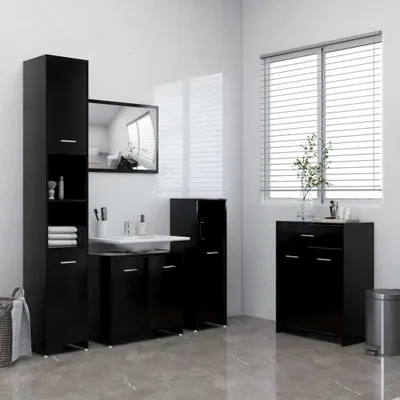 Produktbild von vidaXL 4-tlg. Badmöbel-Set Schwarz