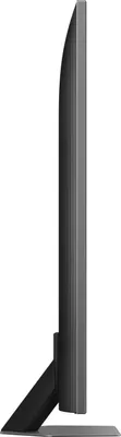 Side view of a modern flat-screen television on its stand.