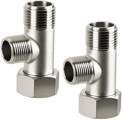 Productafbeelding van T-stuk 3-weg 3/8 inch - Koperen Vernikkeld Aftakverdeler - Wateraansluiting - 360 Graden Draaibaar - Oxidatiebestendig - Aansluitstuk