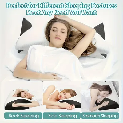 Produktbild von 1 Stück Bequemes Nackenstützkissen ,Ergonomische Nackenstütze für Seiten,einem Gleichgewicht aus Weichheit und Festigkeit,Schwarz.