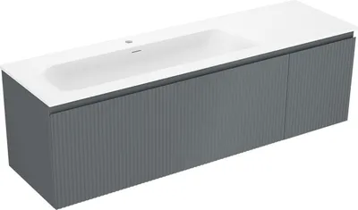Immagine prodotto di Mexen Rivel mobile bagno 160 cm con lavabo Vela sinistro, 1S, 1D, scanalato, grafite opaco/bianco opaco