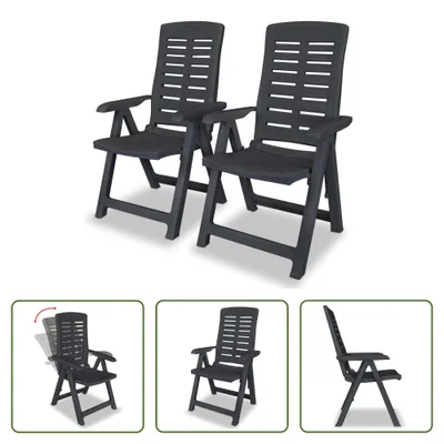 Image de The Living Store Chaises de jardin réglables 2 pcs. Plastique Anthracite