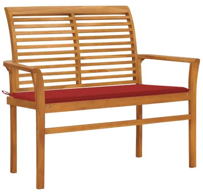 Produktbild von vidaXL Gartenbank mit Roter Auflage 112 cm Massivholz Teak