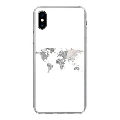 Produktbild von MuchoWow® Handyhülle Schutzhülle Hülle für iPhone Xs Weltkarte - Muster - Schwarz Silikon Softcase Handy Hülle - Handytasche