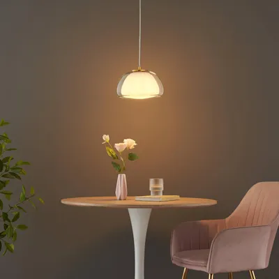 Produktbild von KOSILUM - Hängeleuchte, Metall und Glas - Transparent und weiß - Lomelia