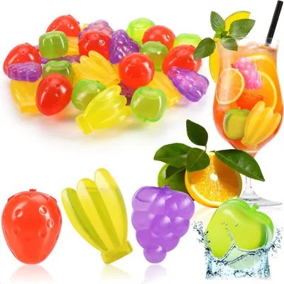Produktbild von com-four® 30x wiederverwendbare Eiswürfel in karibischer Obst-Form