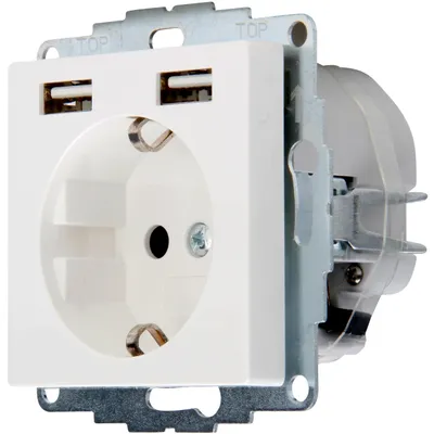 Produktbild von Kopp Athenis Reinweiß Schutzkontakt-Steckdose mit 2 USB-Anschlüssen