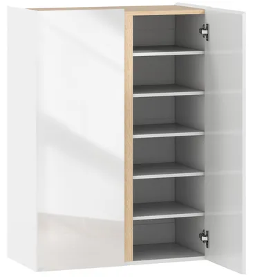 Produktbild von Schuhschrank mit Soft-Close-Funktion, 6-stufiges Design ohne Griffe, fasst bis zu 18 Paare, für Flur, Eingangsbereich, Holz, Weiß