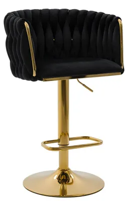 Produktbild von Gepolsterter Barhocker ROSA GOLD, schwarz, drehbar, höhenverstellbar