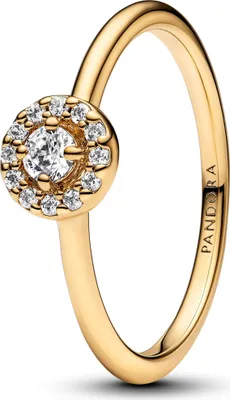 Image de Bague Halo pour femme avec zircone, PANDORA Timeless, plaqué or