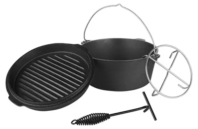 Immagine prodotto di Pentola in ghisa Dutch Oven Potjie Pentola da fuoco Pentola in ghisa Stoviglie da campeggio 9,0 L