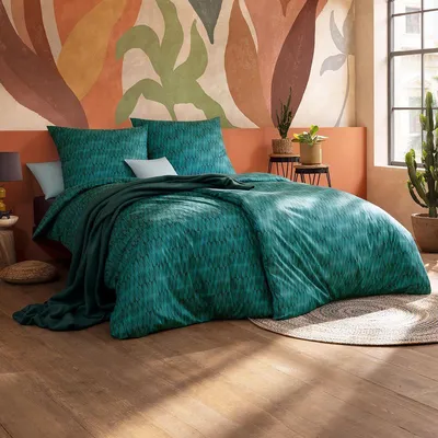 Produktbild von Estella Mako Interlock Jersey Bettwäsche Markus petrol 155x220 cm + 80x80 cm
