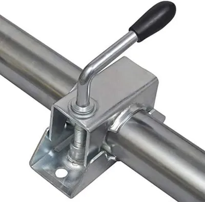 Produktbild von Höhenverstellbares Stützrad aus verzinktem Stahl mit Klemmhalter, 48 mm, 200 mm Gummirad, bis 150 kg belastbar