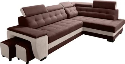 Produktbild von Robin Grand Ecksofa mit Schlaffunktion Bettkasten Kopfstützen 277x180x86 Braun Creme Rechst