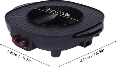 Zdjęcie produktu dla Grill elektryczny i garnek do hotpotu 2 w 1 – grill stołowy + garnek do shabu-shabu – 2000 W – 220 V – 3 l – dla 5–6 osób – wielofunkcyjny