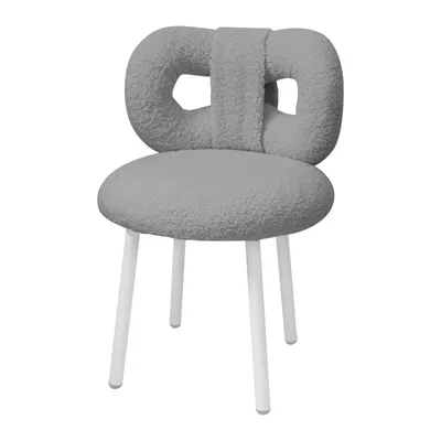 Image de Ensemble de chaises de salle à manger, fauteuil rembourré en tissu "Teddystoff" avec dossier à volants, chaise de maquillage, chaise de cuisine, design moderne, idéal pour le salon ou la chambre