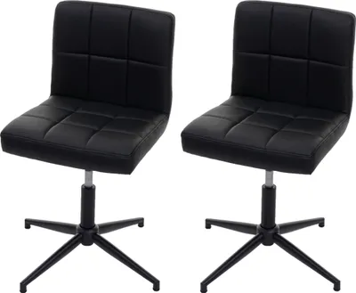 Produktbild von 2er-Set Esszimmerstuhl Kavala II, Küchenstuhl, höhenverstellbar Drehmechanismus  Kunstleder schwarz, Fuß schwarz