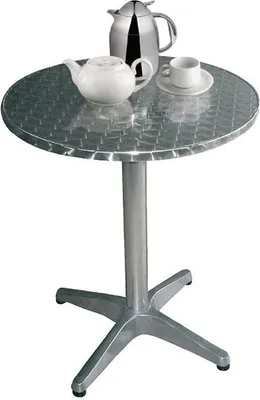 Image de Table de bistrot ronde Bolero en acier inoxydable, 1 pied, 80 cm