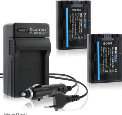 Produktbild von 2x Akku + Lader für Sony NP-FH50 NP-FH60 NP-FH70 NP-FH100 Alpha A390 700 mAh