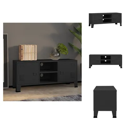 Image de vidaXL Meuble TV style industriel Noir 105x35x42 cm Métal -  Meuble TV