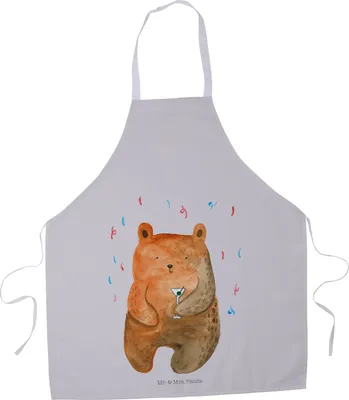 Produktbild von Mr. & Mrs. Panda Schürze Bär Party - Grau Pastell - Geschenk, Teddy, Feiern, Küchenschürze, Kellner, Grillschürze, Kochschürze, Lustig, Geburtstag, Küchenzubehör