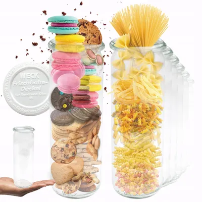 Produktbild von Weck Glas-Vorratsgläser 600ml mit Kunststoffdeckel, 6er Set