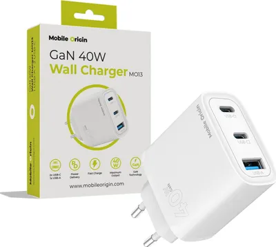 Immagine prodotto di Caricabatterie da parete Mobile Origin GaN 40W MO13 1 USB-A + 2 USB-C