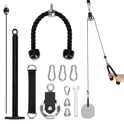 Produktbild von 4FIZJO Ober- und Unterzug Set, Latzugstation, Kabel Trizeps Bizeps, Heimstudio