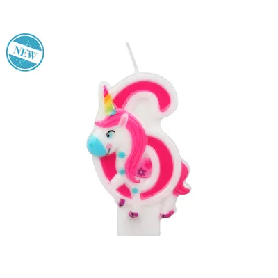 Produktbild von Zahlenkerze Einhorn Rosa 14 cm -