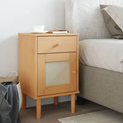 Produktbild von vidaXL Nachttisch SENJA Rattan-Look Braun 40x35x65cm Massivholz Kiefer